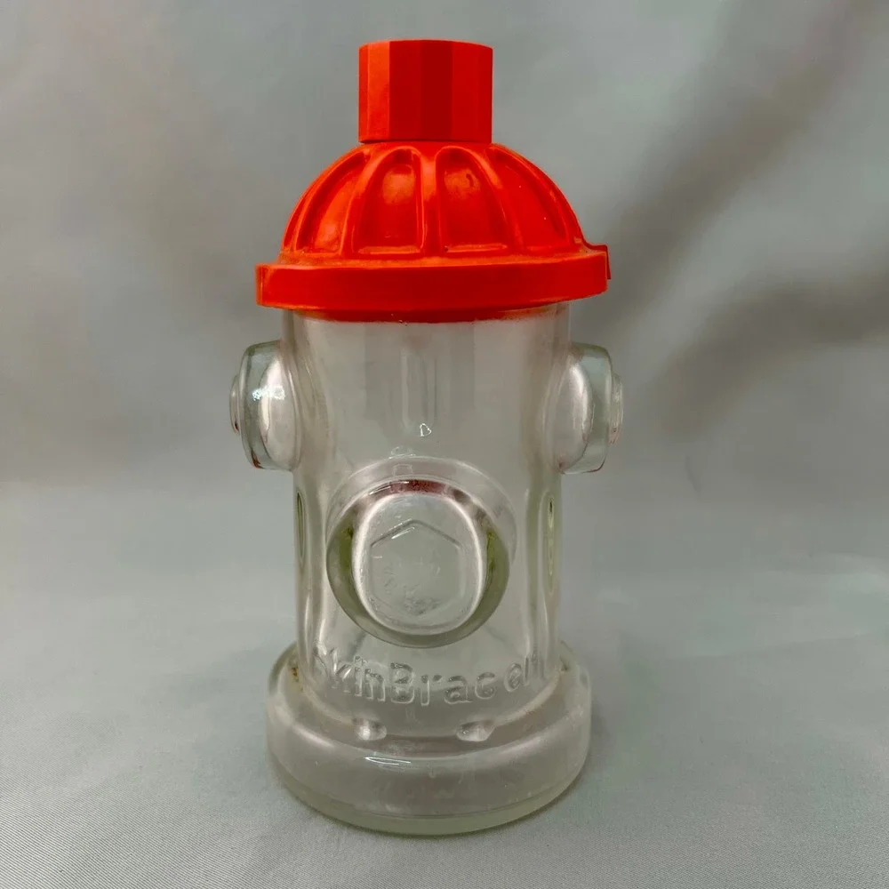 Mennen Skin Bracer After Shave Bottle Mens 7oz Clear Red Good Fire Hydrant Glass